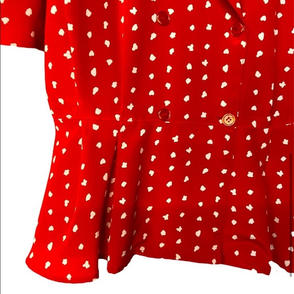 Vintage Tess Paris-Milano Red Polkadot Peplum Blouse - Picture 11 of 12